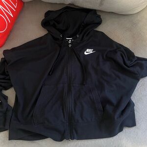 COPY - Black cropped Nike sweater with hood!! Barely worn. Zipper works but mis…